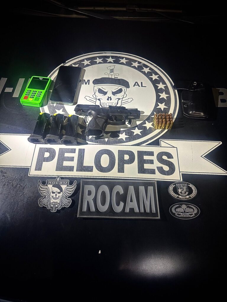 Policiais militares prendem indivíduo armado com uma pistola, em Arapiraca