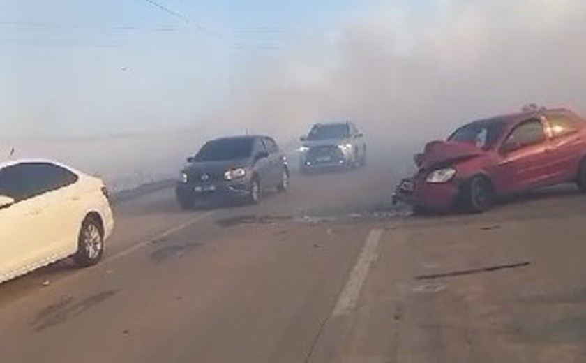 Queimada: Fumaça provoca acidente envolvendo quatro veículos em Rio Largo