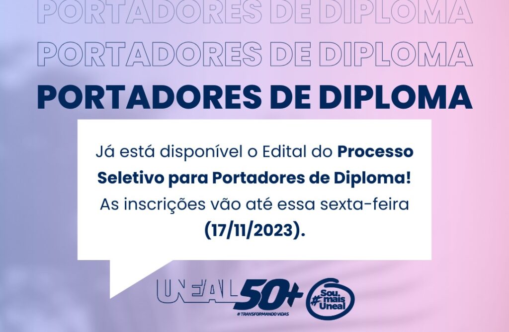Uneal lança edital de seleção com 93 vagas para portadores de diploma; campus de Palmeira possui vagas