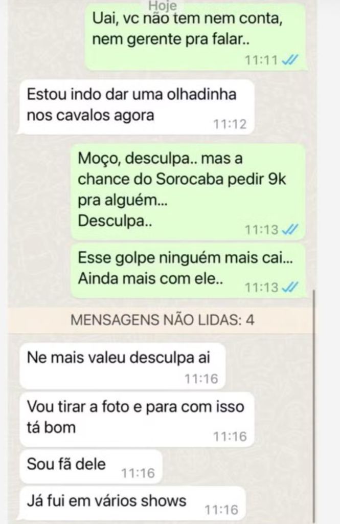 Homem tenta aplicar golpe na mãe do cantor Sorocaba, é descoberto e se revela ‘fã’