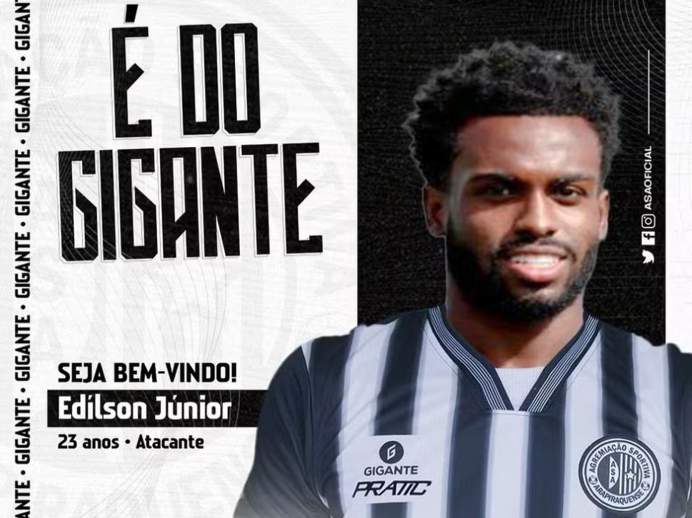 ASA anuncia o atacante Edilson Júnior, ex- Audax-RJ; jogador começou na base do Inter-RS