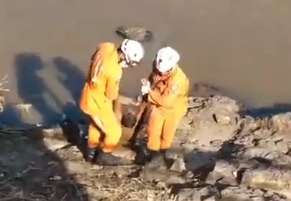 [Vídeo] Homem acorda enquanto é resgatado de rio por bombeiros