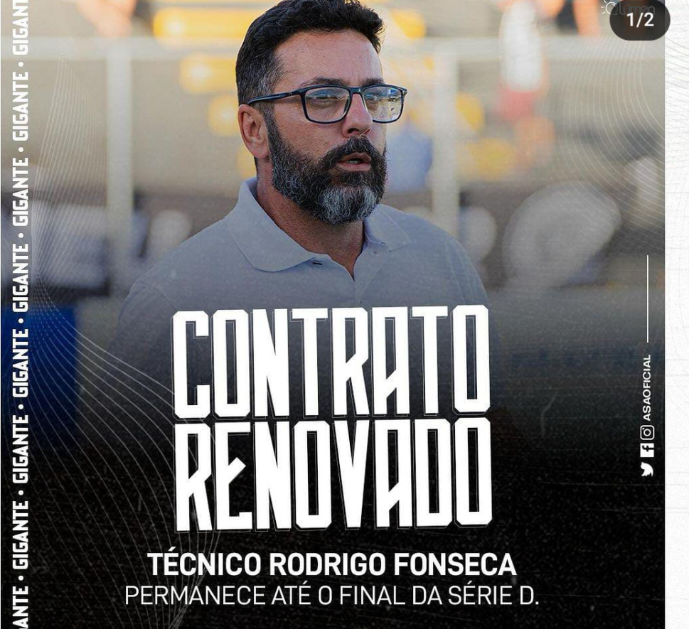 ASA anuncia renovação de contrato com o técnico Rodrigo Fonseca e comissão