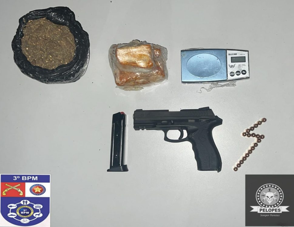PM apreende pistola, maconha e crack em Arapiraca; suspeito conseguiu fugir