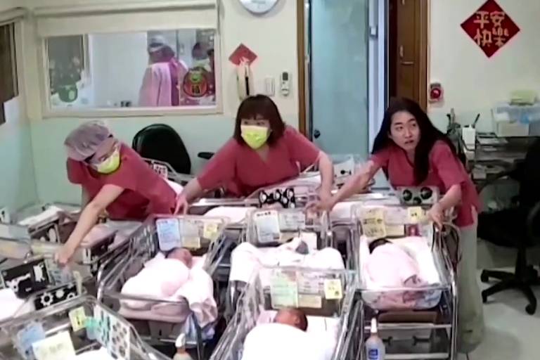 [Vídeo] Enfermeiras protegem recém-nascidos durante terremoto, em Taiwan