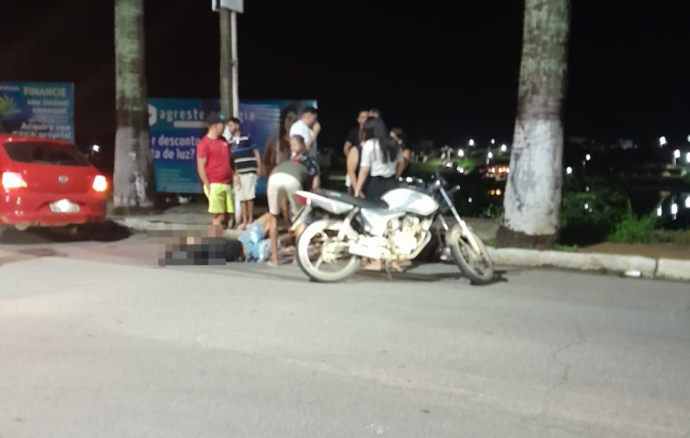 Motociclista fica ferido após acidente em Palmeira dos Índios