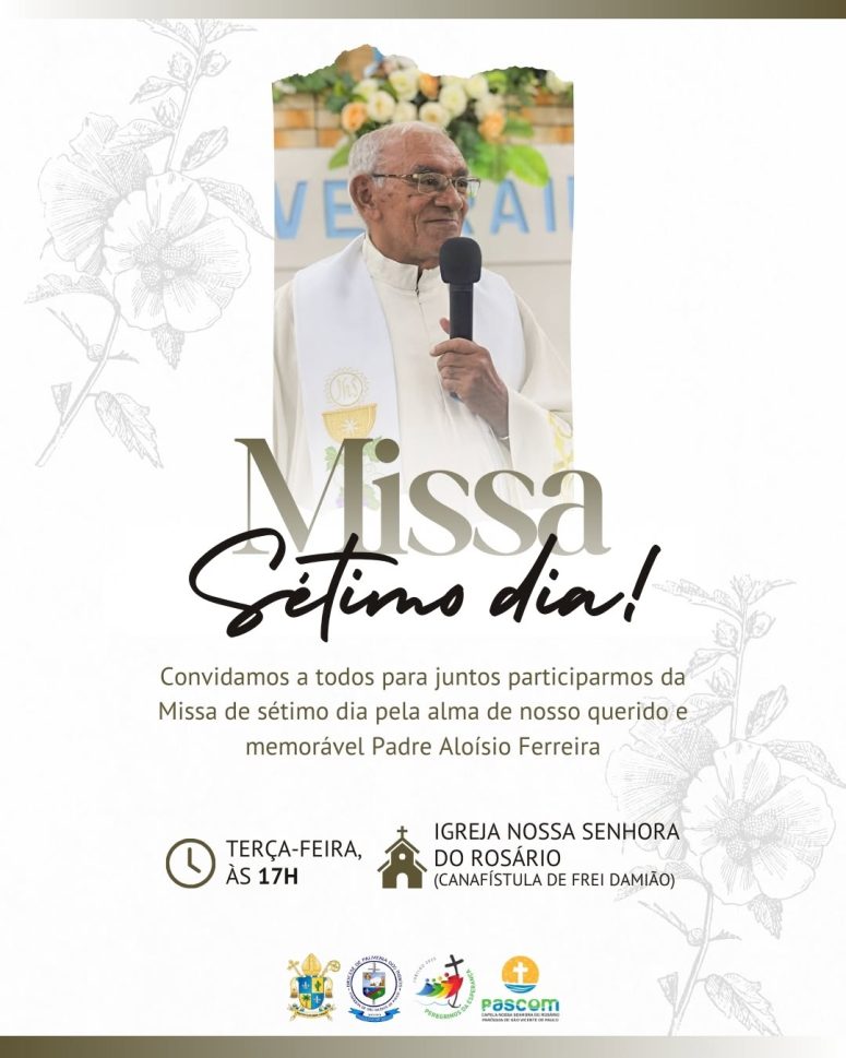 Missa de sétimo dia do Padre Aloísio Ferreira acontece nesta terça-feira (7)