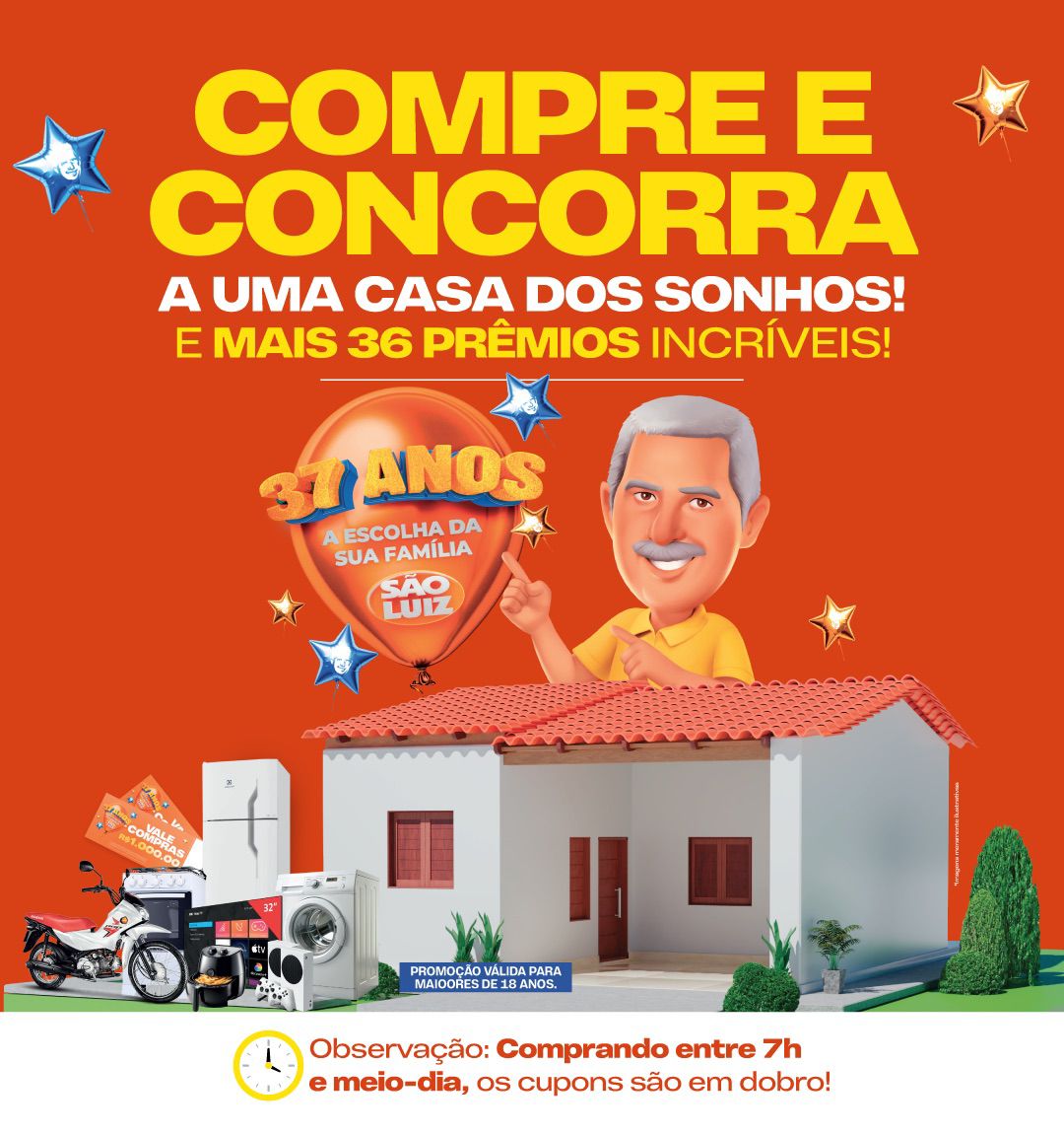 Saiba quando acontece o primeiro sorteio da promoção de 37 anos do Supermercado São Luiz