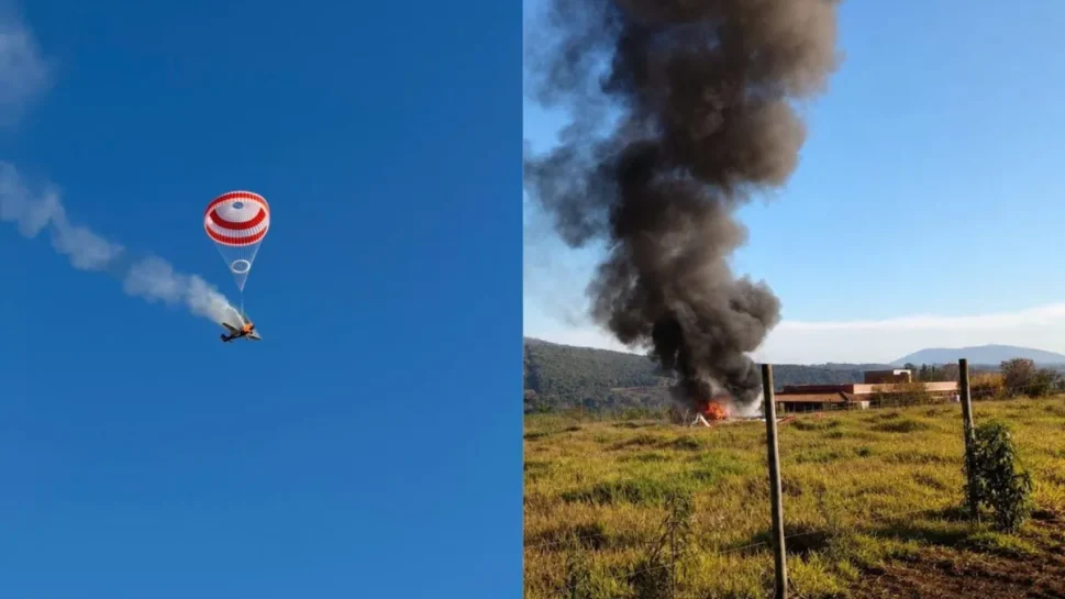 Avião monomotor cai e pega fogo em Minas Gerais
