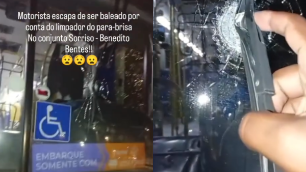 Ônibus é atingido por dezenas de tiros durante ataque no Benedito Bentes, em Maceió